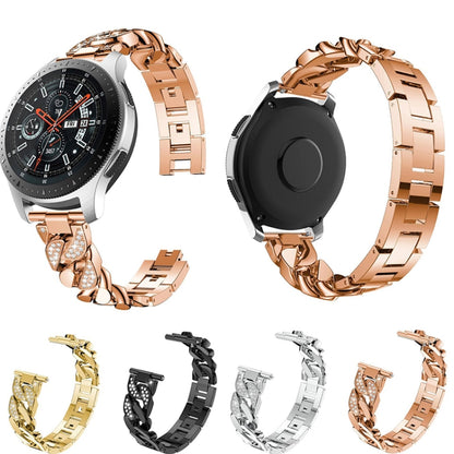 For Garmin Vivoactive 4 / Venu 2 22mm Row Diamonds Denim Chain Watch Band(Rose Gold) - Watch Bands by buy2fix | Online Shopping UK | buy2fix