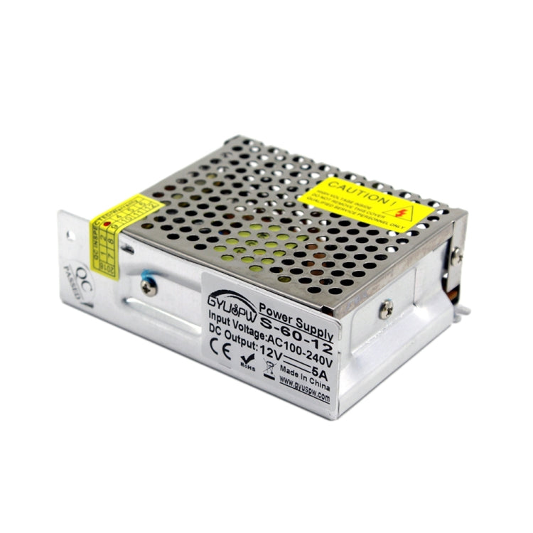S-60-12 DC12V 5A 60W LED Regulated Switching Power Supply, Size: 110 x 79 x 36mm - Power Supplies by buy2fix | Online Shopping UK | buy2fix