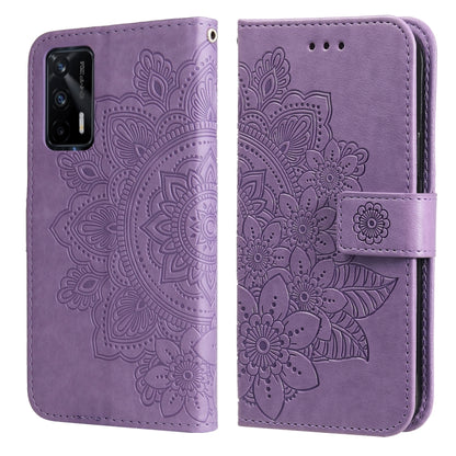 For OPPO Realme GT Master / Realme Q3 Pro 7-petal Flowers Embossing Pattern Horizontal Flip PU Leather Case with Holder & Card Slots & Wallet & Photo Frame(Light Purple) - Realme Cases by buy2fix | Online Shopping UK | buy2fix