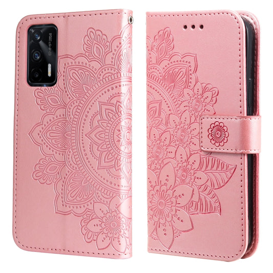 For OPPO Realme GT Master / Realme Q3 Pro 7-petal Flowers Embossing Pattern Horizontal Flip PU Leather Case with Holder & Card Slots & Wallet & Photo Frame(Rose Gold) - Realme Cases by buy2fix | Online Shopping UK | buy2fix