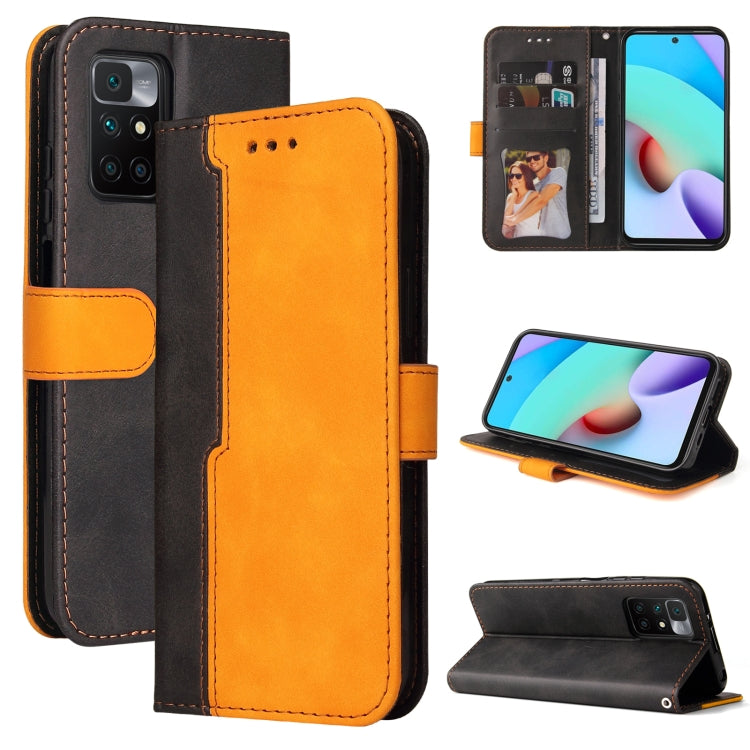 For Xiaomi Redmi 10 Business Stitching-Color Horizontal Flip PU Leather Case with Holder & Card Slots & Photo Frame(Orange) - Xiaomi Cases by buy2fix | Online Shopping UK | buy2fix