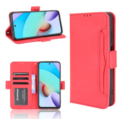 For Xiaomi Redmi 10 Skin Feel Calf Pattern Horizontal Flip Leather Case with Holder & Card Slots & Photo Frame(Red) - Xiaomi Cases by buy2fix | Online Shopping UK | buy2fix