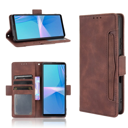 For Sony Xperia 10 III Skin Feel Calf Pattern Horizontal Flip Leather Case with Holder & Card Slots & Photo Frame(Brown) - Sony Cases by buy2fix | Online Shopping UK | buy2fix