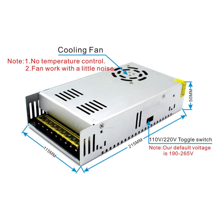 S-500-48 DC48V 10.3A 500W Light Bar Regulated Switching Power Supply LED Transformer, Size: 215 x 115 x 50mm - Power Supplies by buy2fix | Online Shopping UK | buy2fix