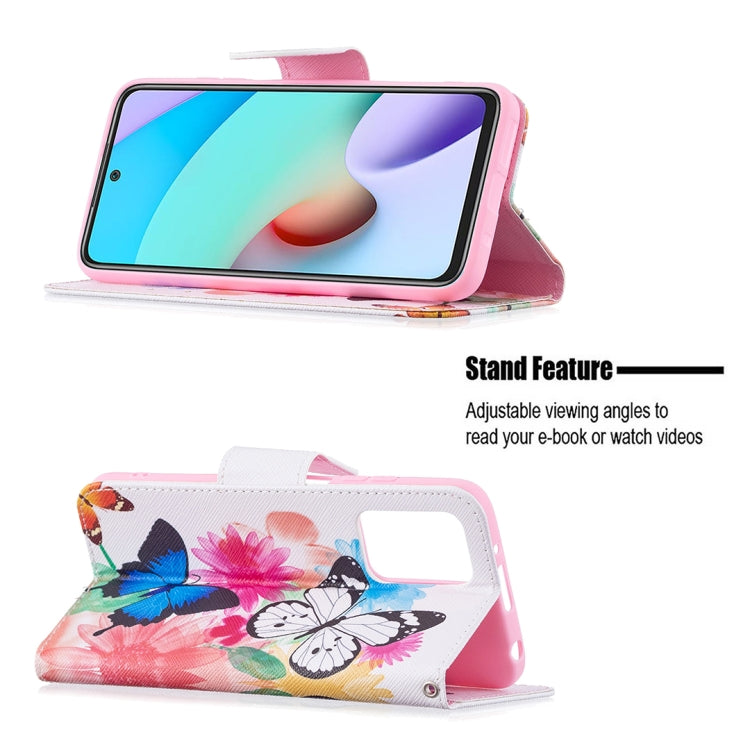 For Xiaomi Redmi 10 Colored Drawing Pattern Horizontal Flip Leather Case with Holder & Card Slots & Wallet(Butterflies) - Xiaomi Cases by buy2fix | Online Shopping UK | buy2fix