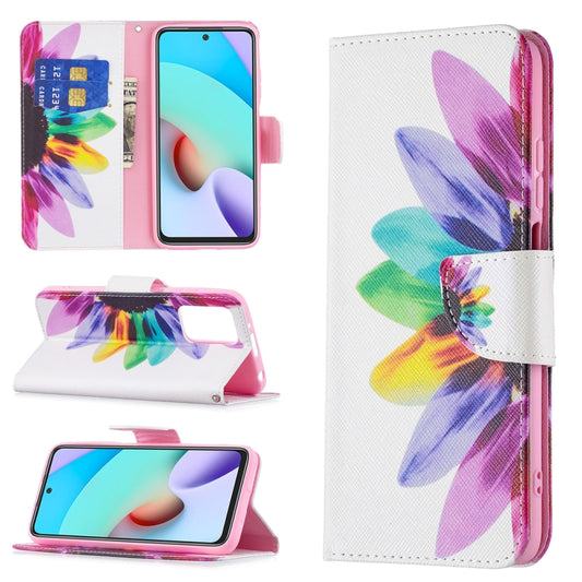 For Xiaomi Redmi 10 Colored Drawing Pattern Horizontal Flip Leather Case with Holder & Card Slots & Wallet(Sun Flower) - Xiaomi Cases by buy2fix | Online Shopping UK | buy2fix