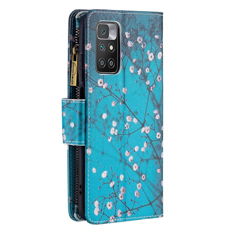 For Xiaomi Redmi 10 Colored Drawing Pattern Zipper Horizontal Flip Leather Case with Holder & Card Slots & Wallet(Plum Blossom) - Xiaomi Cases by buy2fix | Online Shopping UK | buy2fix