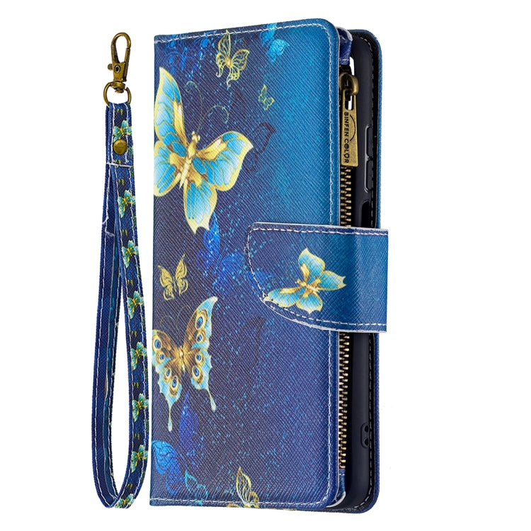 For Xiaomi Redmi 10 Colored Drawing Pattern Zipper Horizontal Flip Leather Case with Holder & Card Slots & Wallet(Gold Butterfly) - Xiaomi Cases by buy2fix | Online Shopping UK | buy2fix