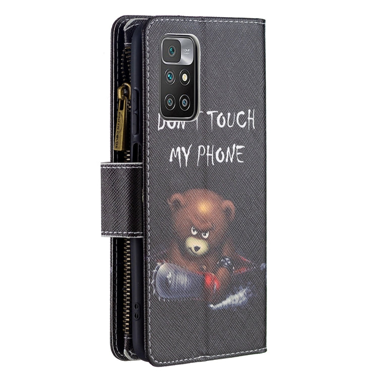 For Xiaomi Redmi 10 Colored Drawing Pattern Zipper Horizontal Flip Leather Case with Holder & Card Slots & Wallet(Bear) - Xiaomi Cases by buy2fix | Online Shopping UK | buy2fix