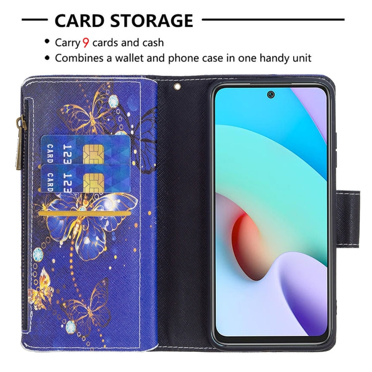 For Xiaomi Redmi 10 Colored Drawing Pattern Zipper Horizontal Flip Leather Case with Holder & Card Slots & Wallet(Purple Butterfly) - Xiaomi Cases by buy2fix | Online Shopping UK | buy2fix