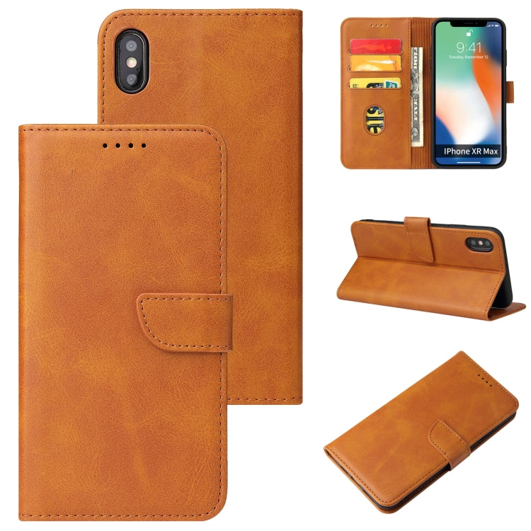 For iPhone X / XS Calf Texture Buckle Horizontal Flip Leather Case with Holder & Card Slots & Wallet(Khaki) - More iPhone Cases by buy2fix | Online Shopping UK | buy2fix