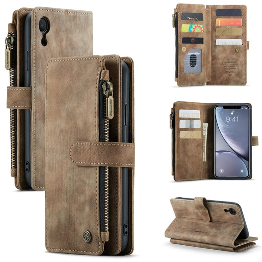 For iPhone XR CaseMe-C30 PU + TPU Multifunctional Horizontal Flip Leather Case with Holder & Card Slot & Wallet & Zipper Pocket(Brown) - More iPhone Cases by CaseMe | Online Shopping UK | buy2fix