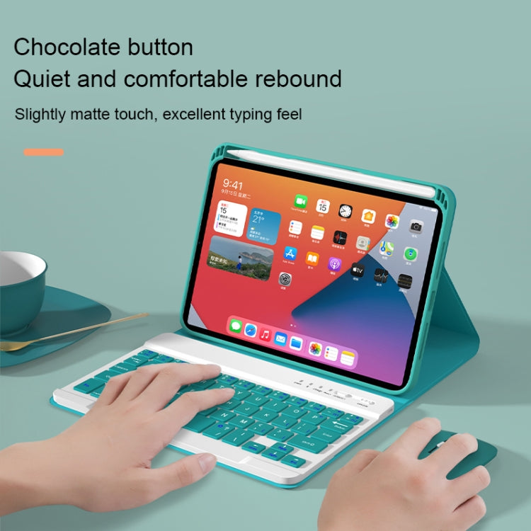 HK006D Square Keys Detachable Bluetooth Candy Color Keyboard Leather Tablet Case with Colorful Backlight & Holder for iPad mini 6(Dark Green) - For iPad mini by buy2fix | Online Shopping UK | buy2fix