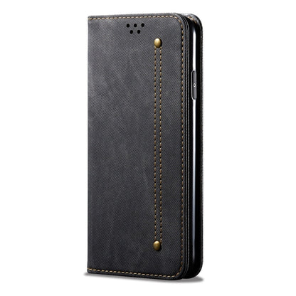 For iPhone X / XS Denim Texture Casual Style Horizontal Flip Leather Case with Holder & Card Slots & Wallet(Black) - More iPhone Cases by buy2fix | Online Shopping UK | buy2fix