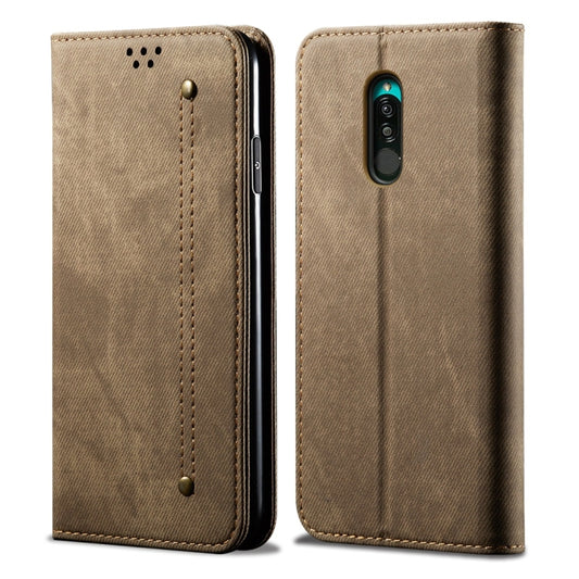 For Xiaomi Redmi 8 Denim Texture Casual Style Horizontal Flip Leather Case with Holder & Card Slots & Wallet(Khaki) - Xiaomi Cases by buy2fix | Online Shopping UK | buy2fix