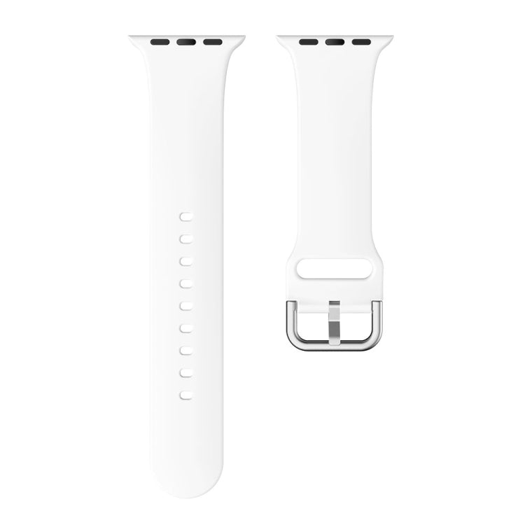 Single-color Silicone Buckle Strap Watch Band For Apple Watch Series 9&8&7 41mm / SE 3&SE 2&6&SE&5&4 40mm / 3&2&1 38mm(White) - Watch Bands by buy2fix | Online Shopping UK | buy2fix