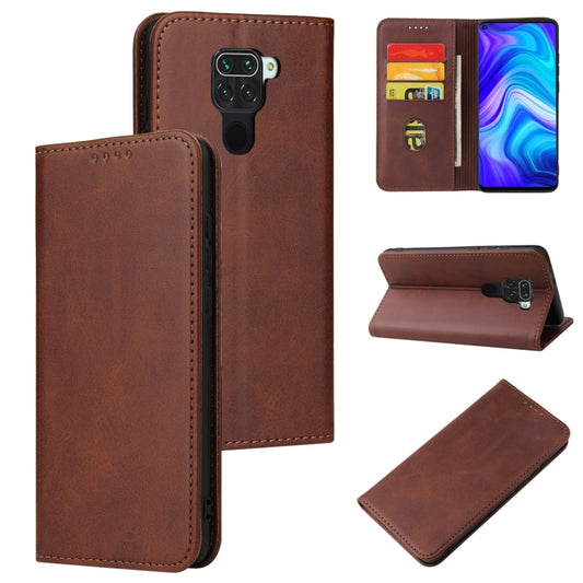 For Xiaomi Redmi Note 9 Calf Texture Magnetic Horizontal Flip Leather Case with Holder & Card Slots & Wallet(Brown) - Xiaomi Cases by buy2fix | Online Shopping UK | buy2fix