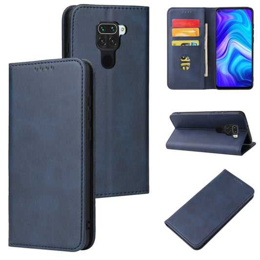 For Xiaomi Redmi Note 9 Calf Texture Magnetic Horizontal Flip Leather Case with Holder & Card Slots & Wallet(Blue) - Xiaomi Cases by buy2fix | Online Shopping UK | buy2fix