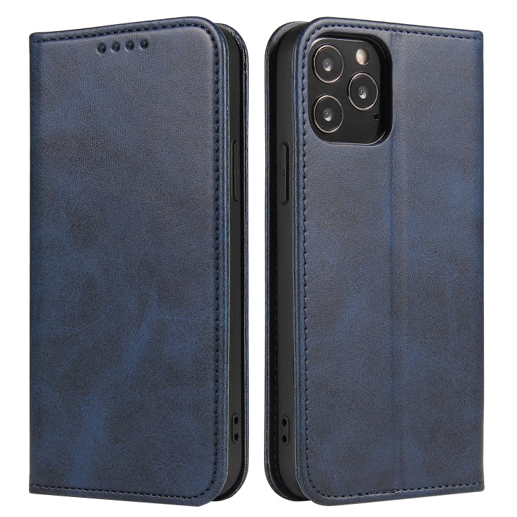 For iPhone 12 mini Calf Texture Magnetic Horizontal Flip Leather Case with Holder & Card Slots & Wallet (Blue) - iPhone 12 mini Cases by buy2fix | Online Shopping UK | buy2fix