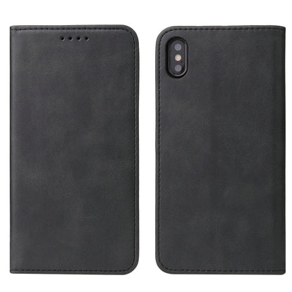 For iPhone X / XS Calf Texture Magnetic Horizontal Flip Leather Case with Holder & Card Slots & Wallet(Black) - More iPhone Cases by buy2fix | Online Shopping UK | buy2fix