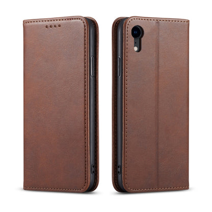 For iPhone XR Calf Texture Magnetic Horizontal Flip Leather Case with Holder & Card Slots & Wallet(Brown) - More iPhone Cases by buy2fix | Online Shopping UK | buy2fix