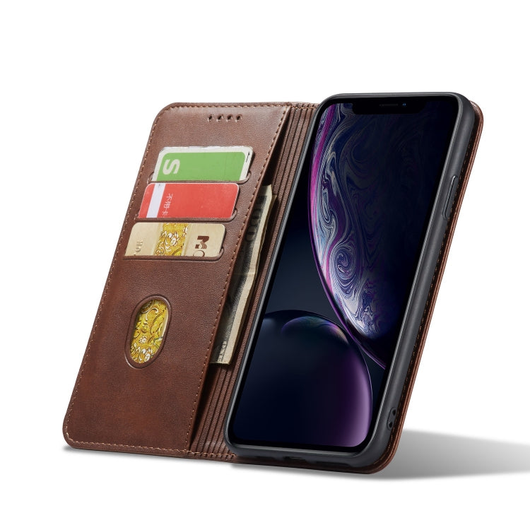 For iPhone XR Calf Texture Magnetic Horizontal Flip Leather Case with Holder & Card Slots & Wallet(Brown) - More iPhone Cases by buy2fix | Online Shopping UK | buy2fix