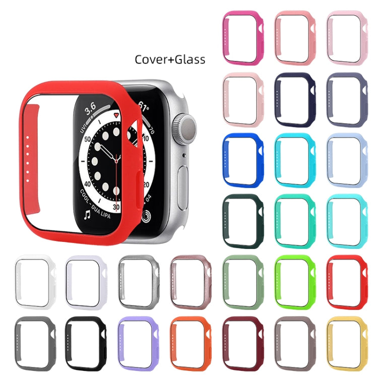 Shockproof PC Protective Case with Tempered Glass Film For Apple Watch Series 8 / 7 41mm(Light Green) - Watch Cases by buy2fix | Online Shopping UK | buy2fix