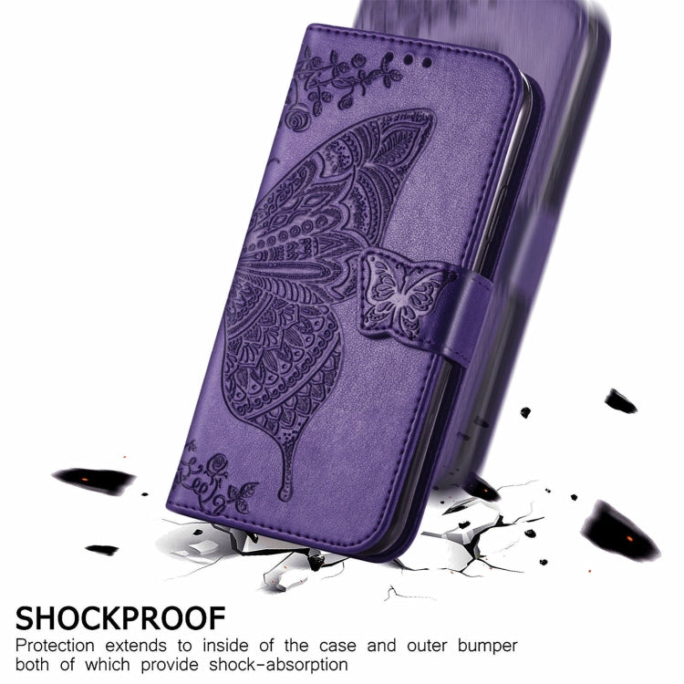 For Motorola Moto Edge 20 Butterfly Love Flower Embossed Horizontal Flip Leather Case with Holder & Card Slots & Wallet & Lanyard(Dark Purple) - Motorola Cases by buy2fix | Online Shopping UK | buy2fix