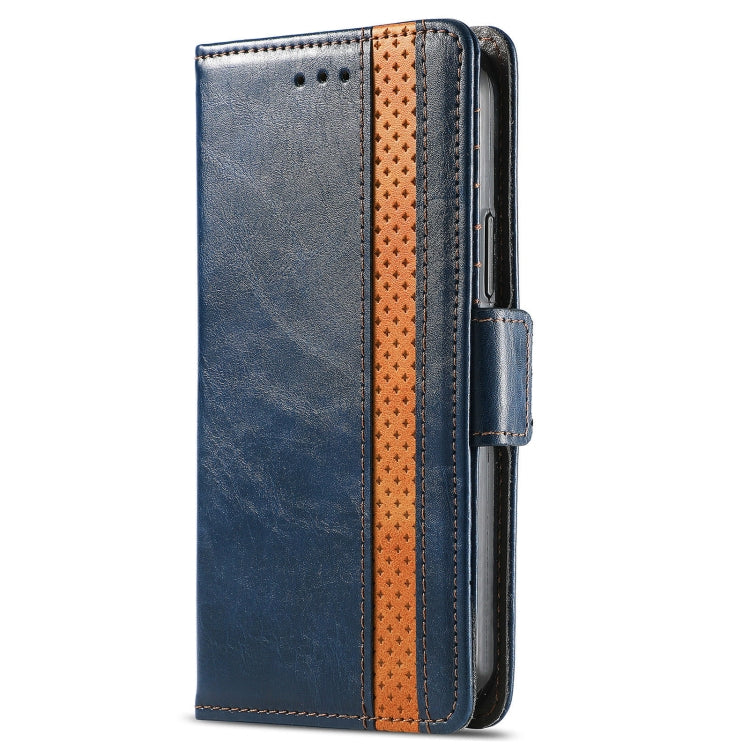 For Huawei P50 Pro CaseNeo Business Splicing Dual Magnetic Buckle Horizontal Flip PU Leather Case with Holder & Card Slots & Wallet(Blue) - Huawei Cases by buy2fix | Online Shopping UK | buy2fix