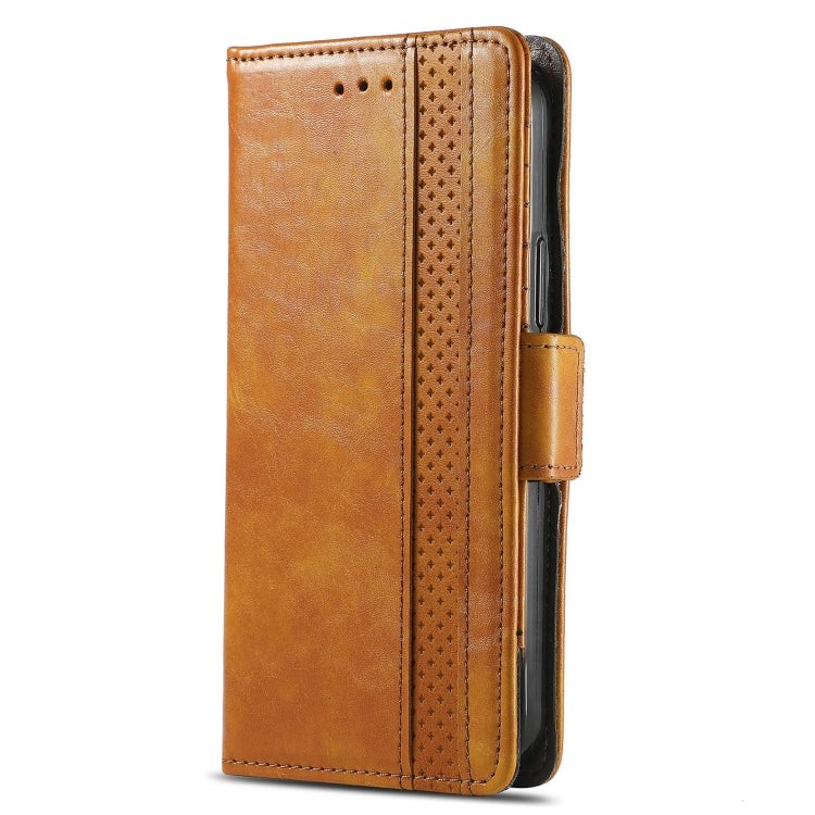 For Huawei P50 Pro CaseNeo Business Splicing Dual Magnetic Buckle Horizontal Flip PU Leather Case with Holder & Card Slots & Wallet(Khaki) - Huawei Cases by buy2fix | Online Shopping UK | buy2fix