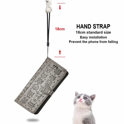 For Blackview A100 Lovely Cat and Dog Embossing Pattern Horizontal Flip Leather Case , with Holder & Card Slots & Wallet & Cartoon Clasp & Lanyard(Grey) - More Brand by buy2fix | Online Shopping UK | buy2fix