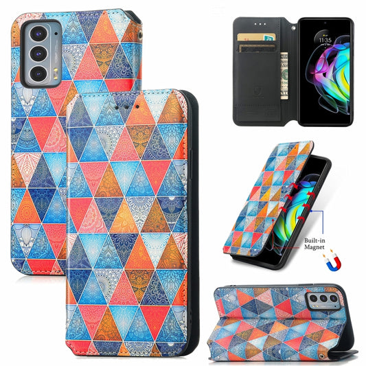 For Motorola Edge 20 Colorful Magnetic Horizontal Flip PU Leather Case with Holder & Card Slot & Wallet(Rhombus Mandala) - Motorola Cases by buy2fix | Online Shopping UK | buy2fix