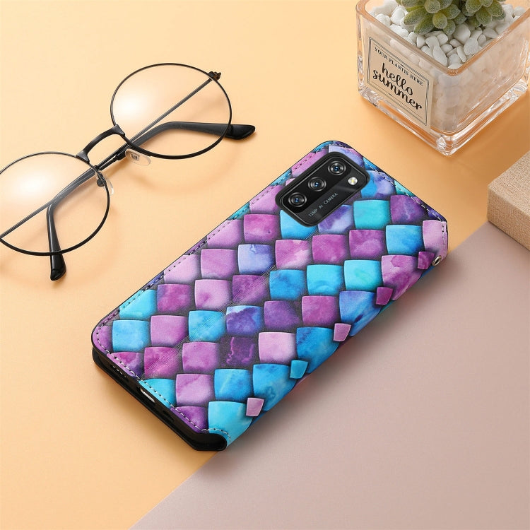 For Blackview A100 Colorful Magnetic Horizontal Flip PU Leather Case with Holder & Card Slot & Wallet(Purple Scales) - More Brand by buy2fix | Online Shopping UK | buy2fix