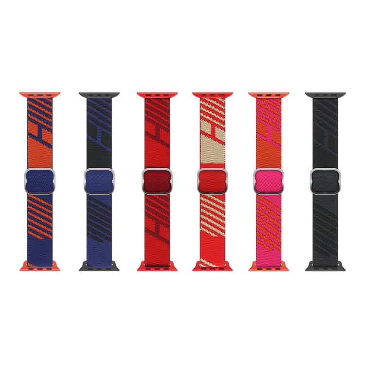 Two-color Nylon Braid Watch Band For Apple Watch Ultra 49mm&Watch Ultra 2 49mm / Series 9&8&7 45mm / SE 3&SE 2&6&SE&5&4 44mm / 3&2&1 42mm(Heart Red Red) - Watch Bands by buy2fix | Online Shopping UK | buy2fix