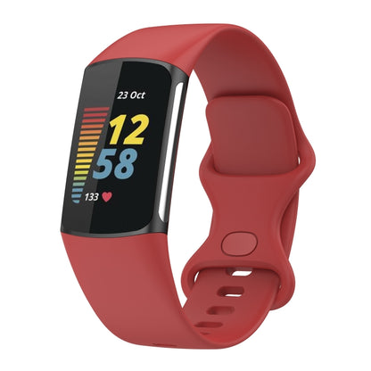 For Fitbit Charge 5 Silicone Watch Band, Size:S(Official Red) - Watch Bands by buy2fix | Online Shopping UK | buy2fix