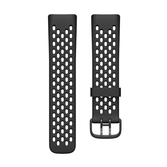 For Fitbit Charge 5 Silicone Hole Watch Band(Black) - Watch Bands by buy2fix | Online Shopping UK | buy2fix