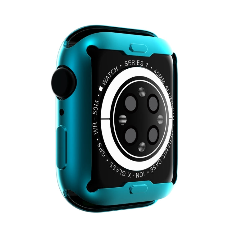 Shockproof TPU All-inclusive Electroplate Protective Case For Apple Watch Series 8 / 7 45mm(Dai Cyan) - Watch Cases by buy2fix | Online Shopping UK | buy2fix