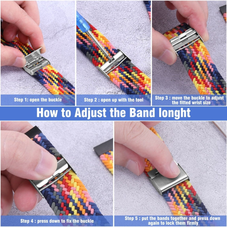22mm Universal Metal Buckle Nylon Braided Watch Band(Z Blue Green) - 22mm Bands by buy2fix | Online Shopping UK | buy2fix