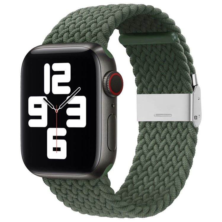 Nylon Braid One Buckle Watch Band For Apple Watch Series 9&8&7 41mm / SE 3&SE 2&6&SE&5&4 40mm / 3&2&1 38mm(Dark Olive) - Watch Bands by buy2fix | Online Shopping UK | buy2fix