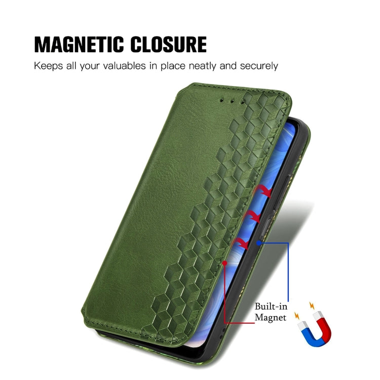 For Doogee N40 Pro Cubic Grid Pressed Horizontal Flip Magnetic Leather Case with Holder & Card Slots & Wallet(Green) - More Brand by buy2fix | Online Shopping UK | buy2fix