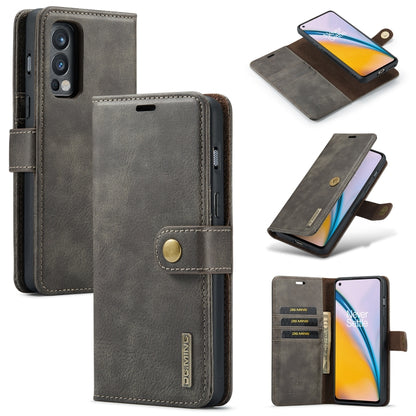 For OnePlus Nord N200 5G DG.MING Crazy Horse Texture Flip Detachable Magnetic Leather Case with Holder & Card Slots & Wallet(Grey) - OnePlus Cases by DG.MING | Online Shopping UK | buy2fix