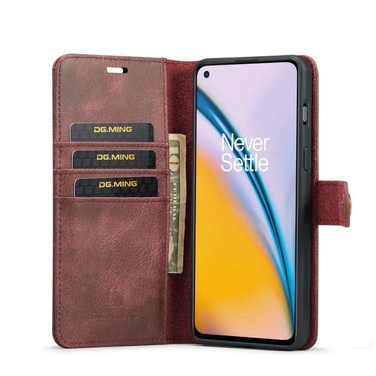 For OnePlus Nord N200 5G DG.MING Crazy Horse Texture Flip Detachable Magnetic Leather Case with Holder & Card Slots & Wallet(Red) - OnePlus Cases by DG.MING | Online Shopping UK | buy2fix