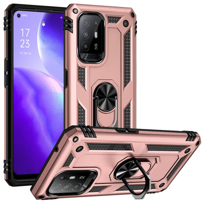 For OPPO Reno5 Z Shockproof TPU + PC Phone Protective Case with 360 Degree Rotating Holder(Rose Gold) - OPPO Cases by buy2fix | Online Shopping UK | buy2fix