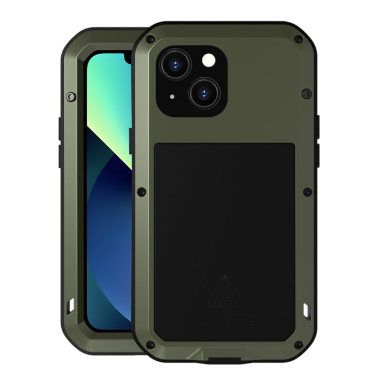 For iPhone 13 mini LOVE MEI Metal Shockproof Life Waterproof Dustproof Protective Phone Case (Army Green) - iPhone 13 mini Cases by LOVE MEI | Online Shopping UK | buy2fix