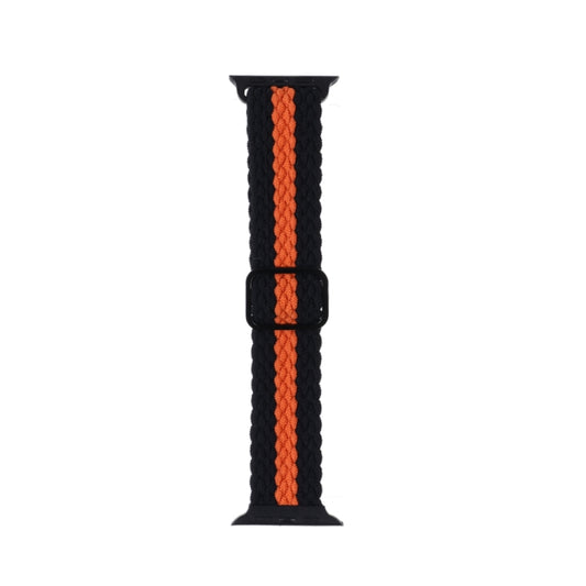 Adjustable Striped Woven Nylon Strap Watch Band For Apple Watch Ultra 49mm&Watch Ultra 2 49mm / Series 9&8&7 45mm / SE 3&SE 2&6&SE&5&4 44mm / 3&2&1 42mm(Black Orange) - Watch Bands by buy2fix | Online Shopping UK | buy2fix