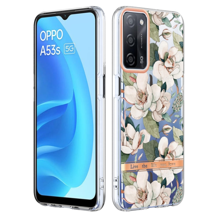 For OPPO A55 5G / A53S 5G / A54 4G / A16 / A54S 4G Flowers and Plants Series IMD TPU Phone Case(Green Gardenia) - OPPO Cases by buy2fix | Online Shopping UK | buy2fix