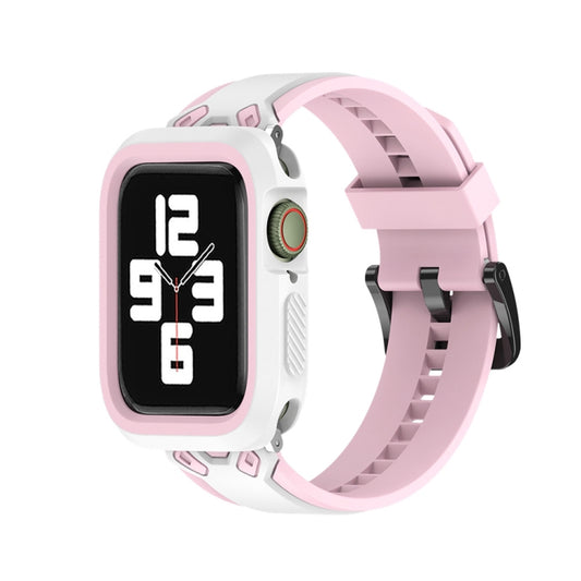 Two-color TPU Strap For Apple Watch Ultra 49mm&Watch Ultra 2 49mm / Series 9&8&7 45mm / SE 3&SE 2&6&SE&5&4 44mm / 3&2&1 42mm(Pink White) - Watch Bands by buy2fix | Online Shopping UK | buy2fix