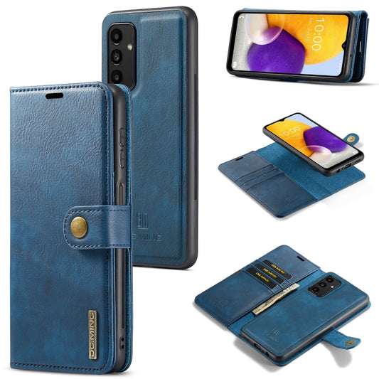 For Samsung Galaxy A13 4G DG.MING Crazy Horse Texture Detachable Magnetic Leather Phone Case(Blue) - Galaxy Phone Cases by DG.MING | Online Shopping UK | buy2fix