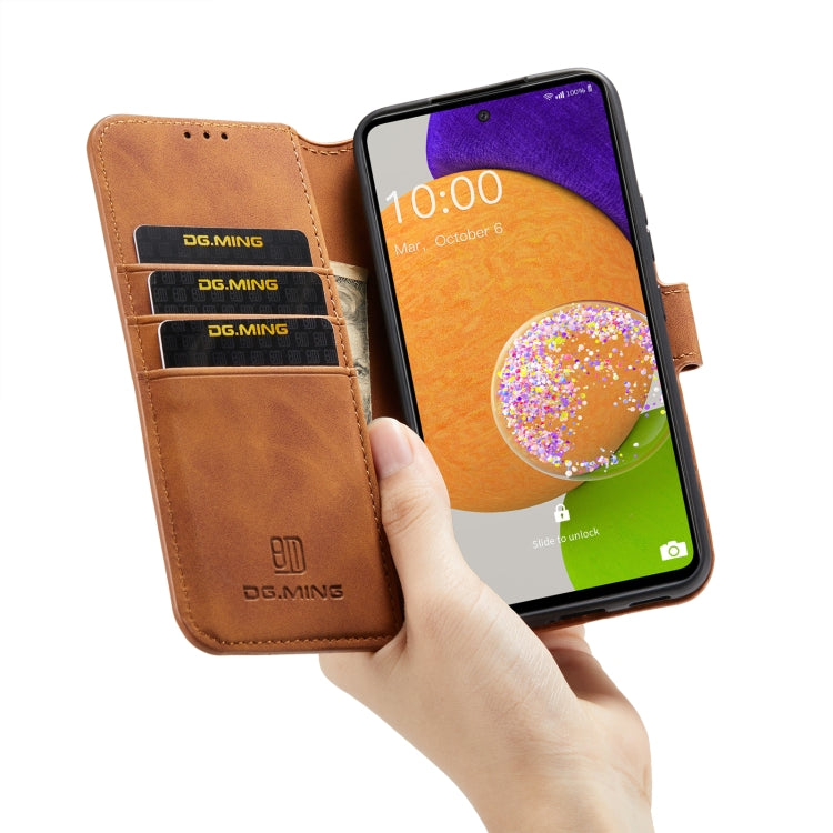 For Samsung Galaxy A53 5G DG.MING Retro Oil Side Horizontal Flip Leather Case with Holder & Card Slots & Wallet(Brown) - Galaxy Phone Cases by DG.MING | Online Shopping UK | buy2fix