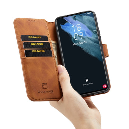 For Samsung Galaxy S22 DG.MING Retro Oil Side Horizontal Flip Leather Case with Holder & Card Slots & Wallet(Brown) - Galaxy S22 5G Cases by DG.MING | Online Shopping UK | buy2fix